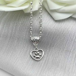Paw Print Sterling Silver Paw Print Necklace Gift For Her Paw Necklace Gift